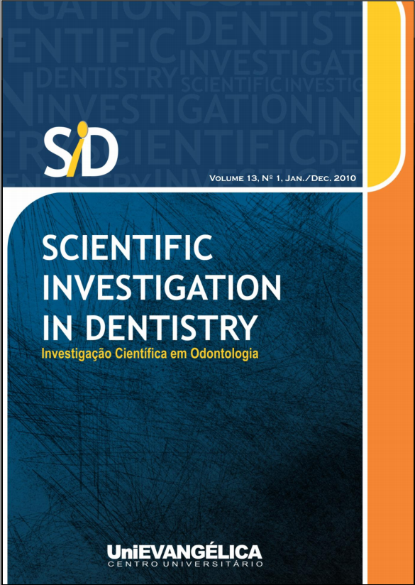 					View Vol. 13 No. 1 (2010): SCIENTIFIC INVESTIGATION IN  DENTISTRY - Jan/Dec. 2010
				