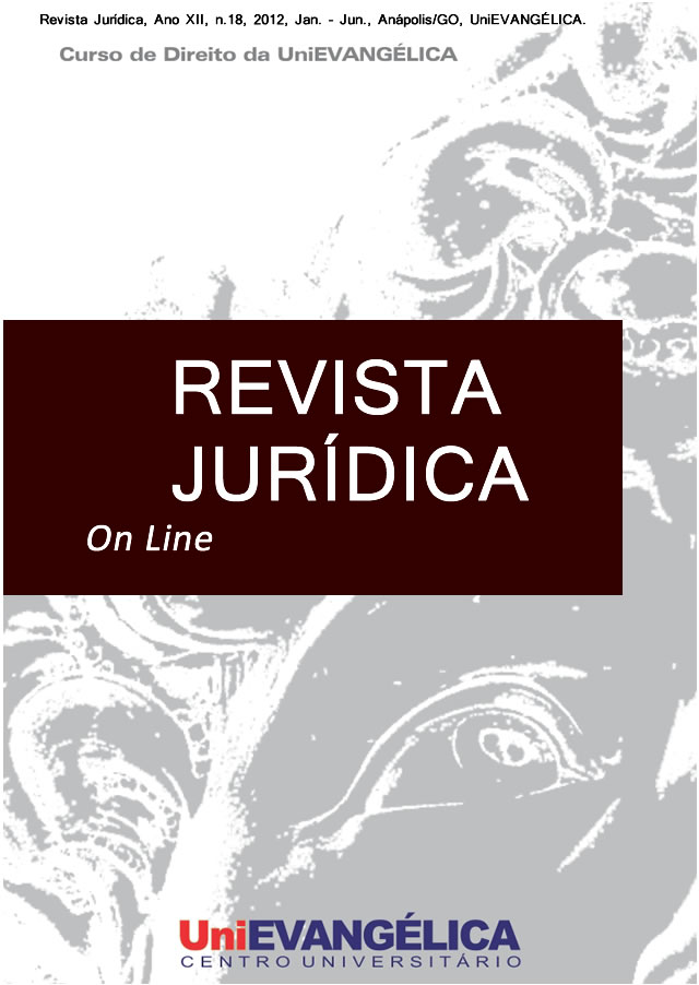 					View Vol. 1 (2012): Revista Jurídica, Ano XII, n. 18, p. 1 – 112, Jan. – Jun., Anápolis/GO, UniEVANGÉLICA.
				