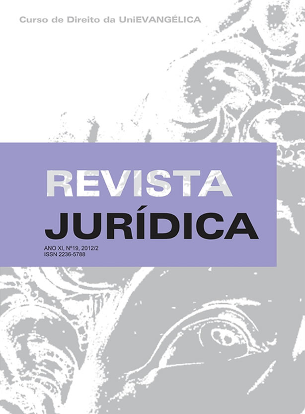 					View Vol. 2 (2012): Revista Jurídica, Ano XII, n. 19, p. 1 - 104, Jul. – Dez., Anápolis/GO, UniEVANGÉLICA.
				
